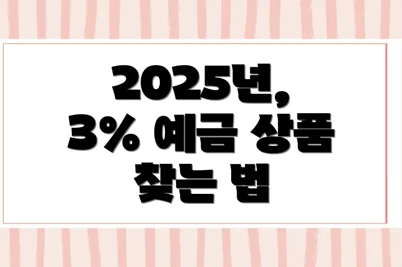 2025년, 3% 예금 상품 찾는 법